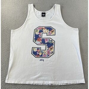 Vintage Stussy Tank Top Mens XL S 80 Flower Streetwear Skate Y2K 2000s